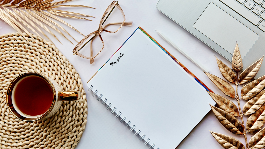 An empty notebook with the title My Goals