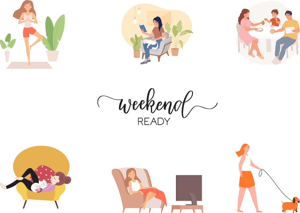Illustrations representing your weekend routine
