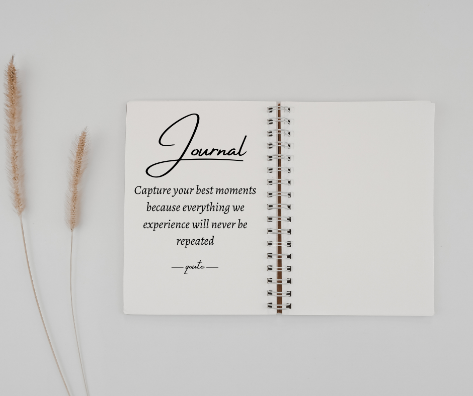 An open notebook, with a quote