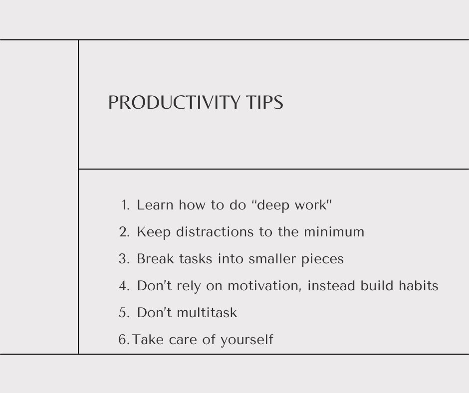 Six productivity tips