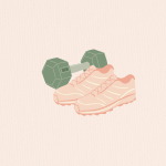 illustration of weights and snickers for the post How to get fit after 40