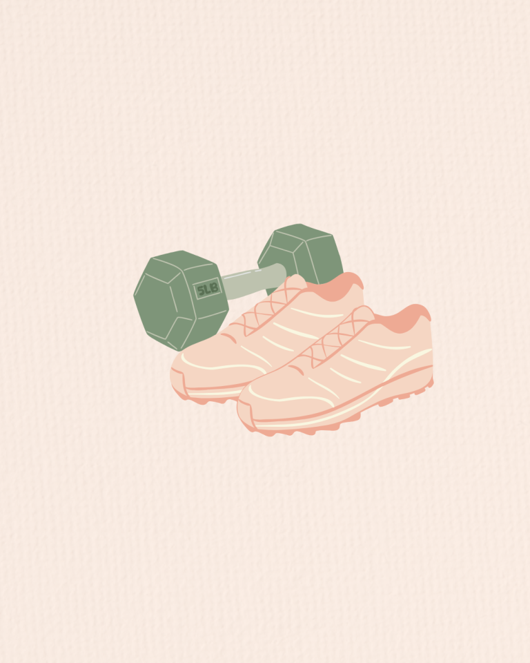 illustration of weights and snickers for the post How to get fit after 40