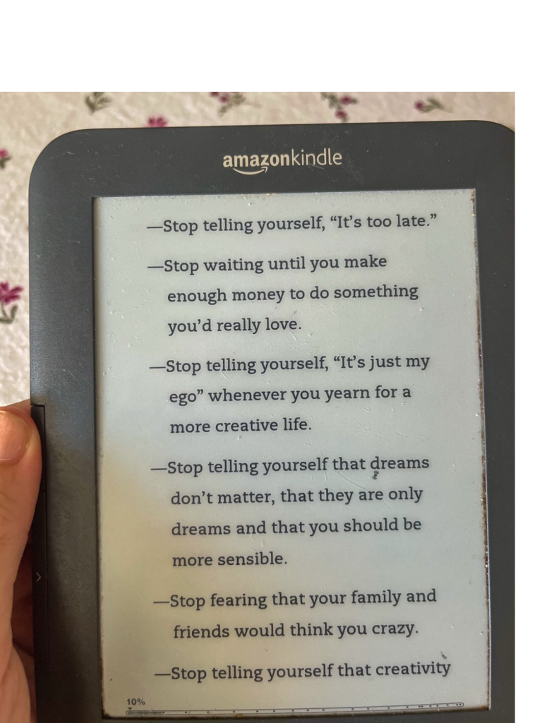 Photo of the page from the book The Artist's Way by Julia Cameron.