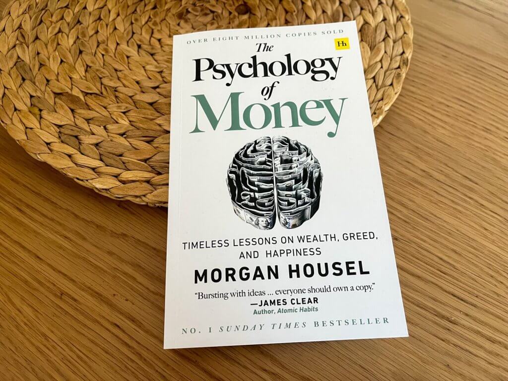 Photo of the book The Psychology of Money by Morgan Housel on the table