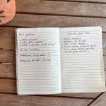 Photo of my journal on the table featuring my Low Buy Year Plan