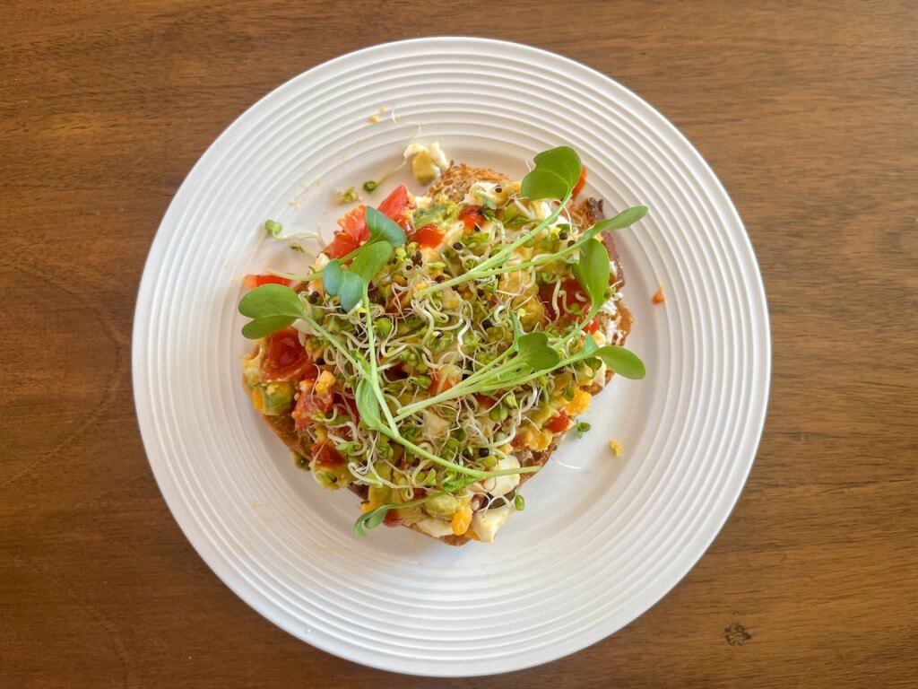 Photo of a healthy breakfast with eggs