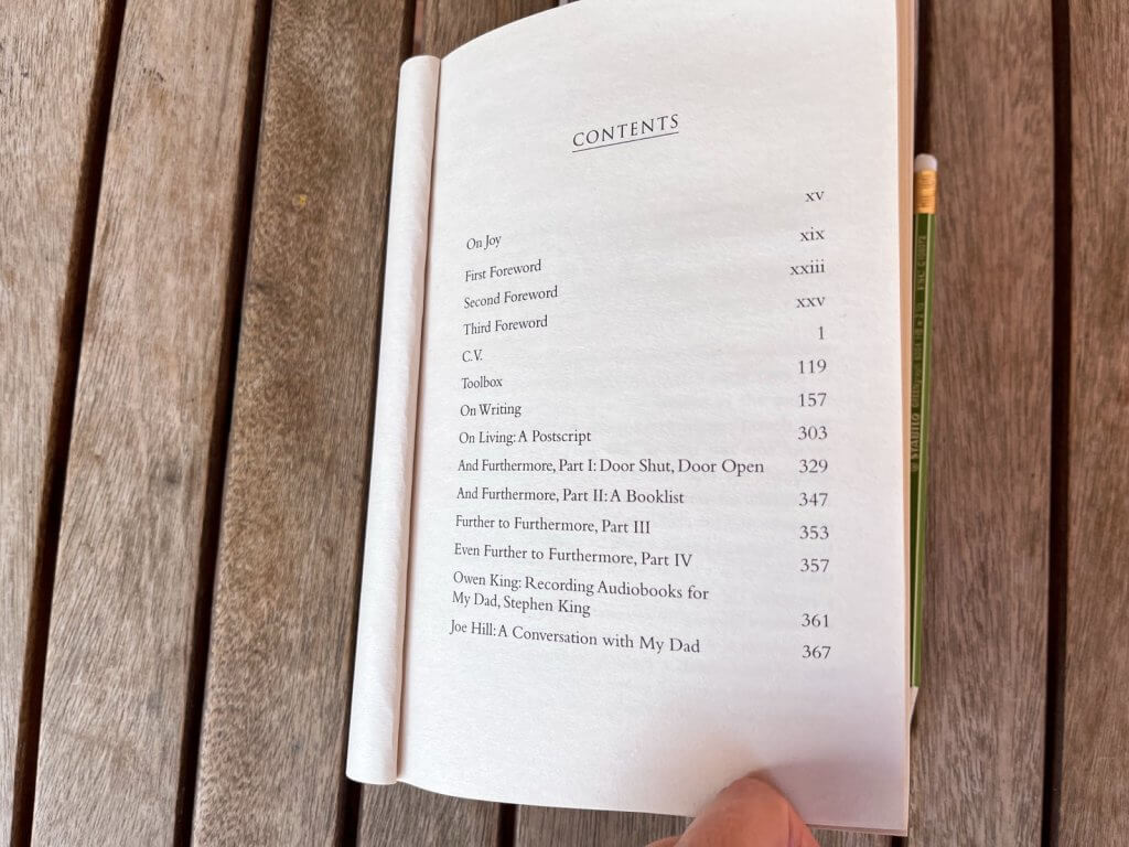 My copy of On Writing by Stephen King with notes from the toolbox chapter